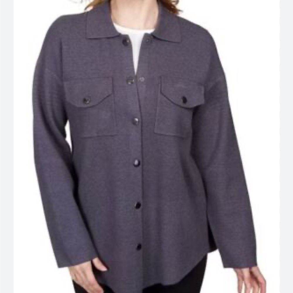 NWT Ruby Rd. Solid Sweater Jacket Charcoal Gray Size 1X
